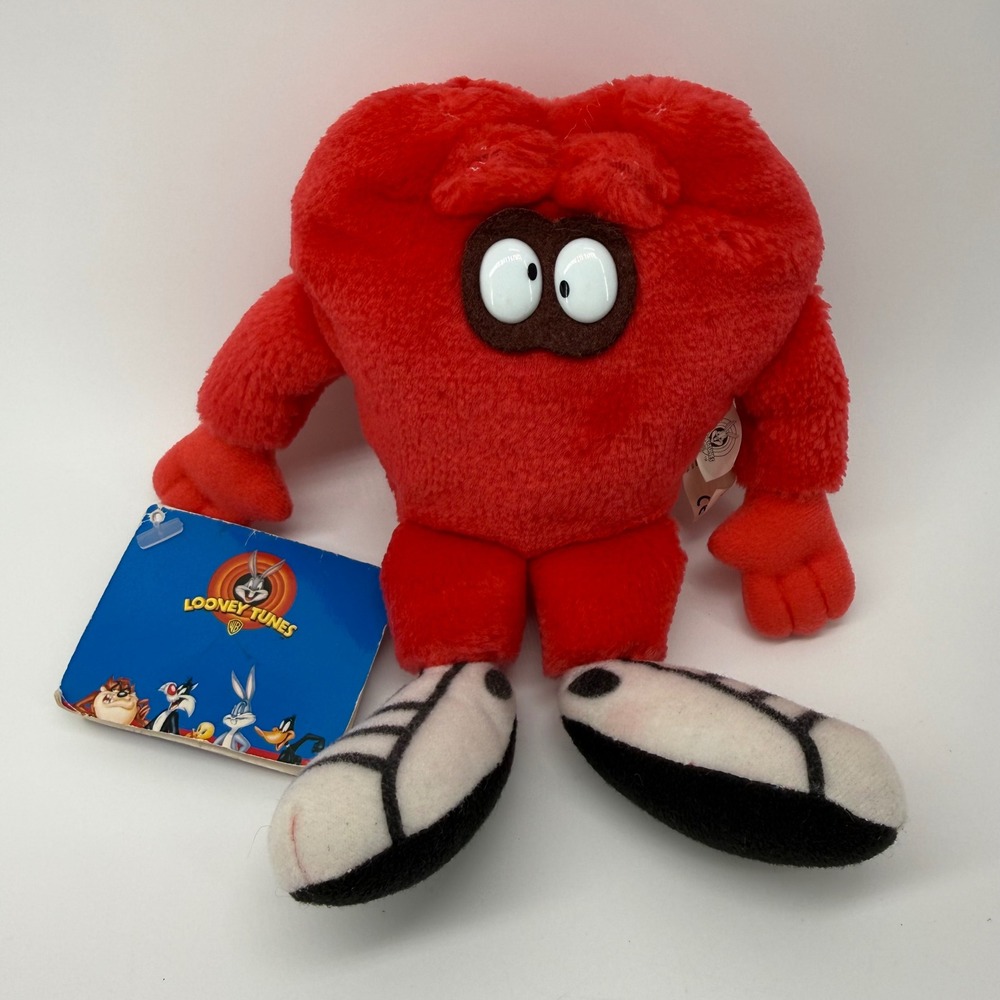 Vintage 1998 Looney Tunes Gossamer Plush Play-By-Play Red Monster Toy With Tags